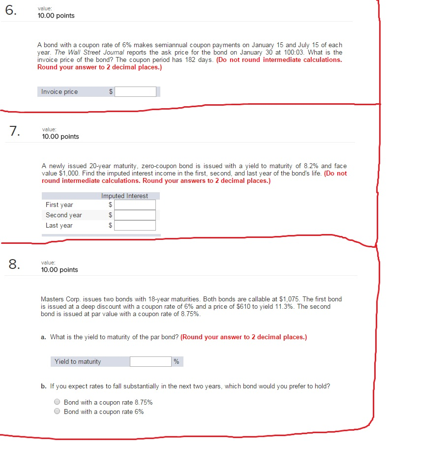 Solved A bond with a coupon rate of 6% makes semiannual | Chegg.com