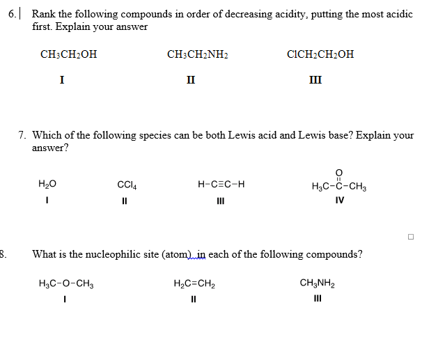 Solved Rank The Following Compounds In Order Of Decreasin 7495