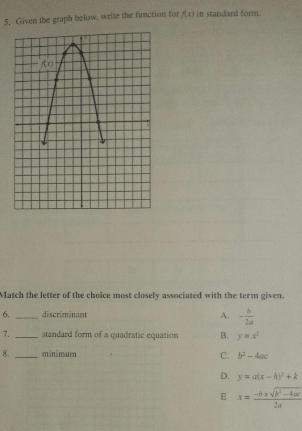 solved given the graph below write the function for f x given the graph below write the function for f x in standard form