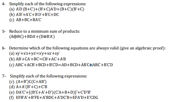 Solved: Simplify Each Of The Following Expressions: A'D (B... | Chegg.com