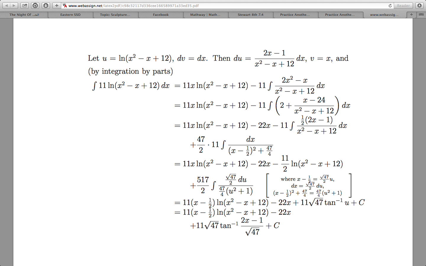 Integration By Parts Questions And Answers