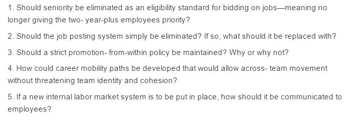 Solved Application #1 : Recruitment in a Changing Internal | Chegg.com