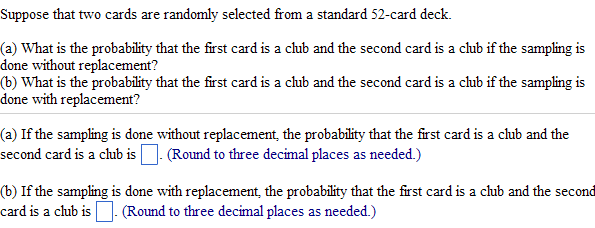 Probability homework help cards