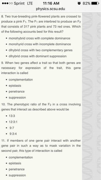 Question: Two true-breeding pink-flowered plants are crossed to produce a pink F_1. The F_1 are interbred t...