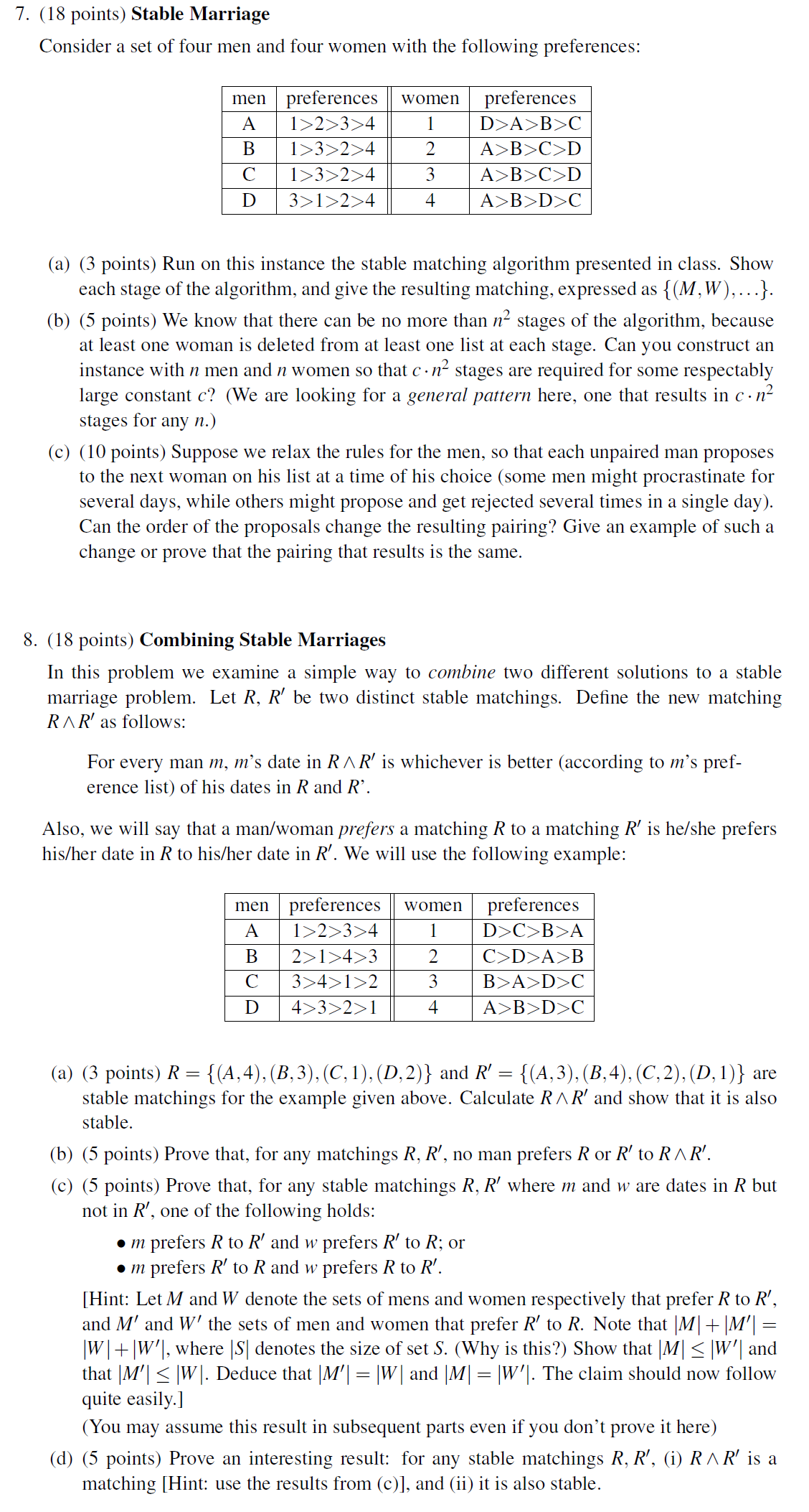 Solved Consider a set of four men and four women with the | Chegg.com