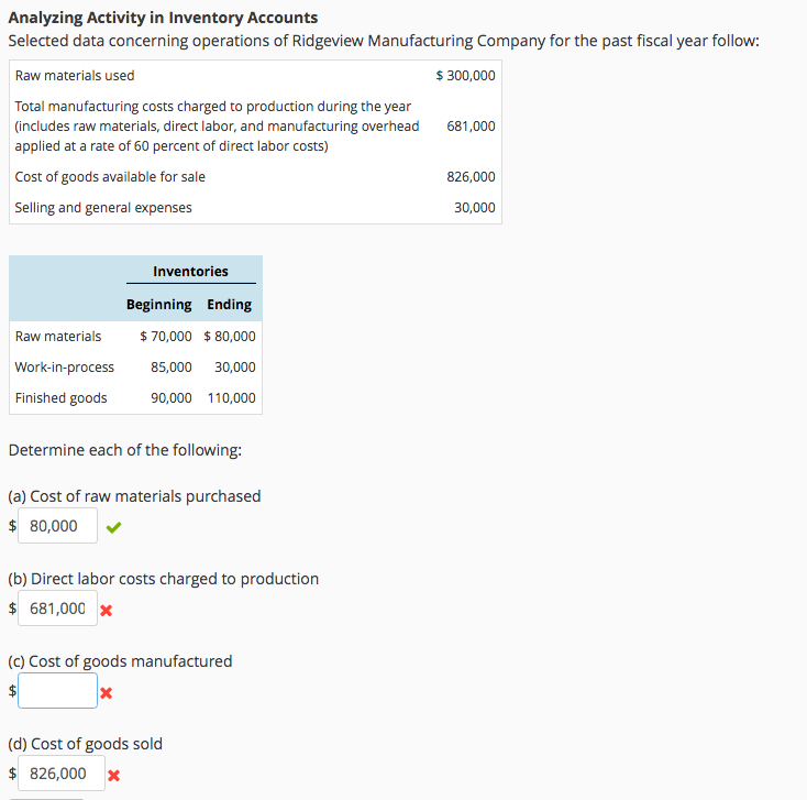 Solved Analyzing Activity in Inventory Accounts Selected | Chegg.com
