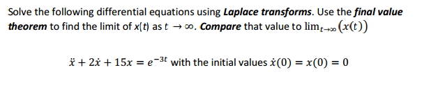 Solved Solve The Following Differential Equations Using L Chegg