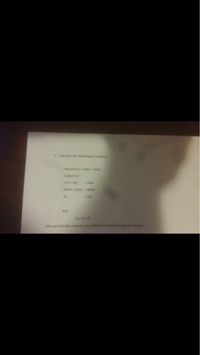 Question: Consider the following LP problem:  Solve graphically using the iso-profit line to find the optim...