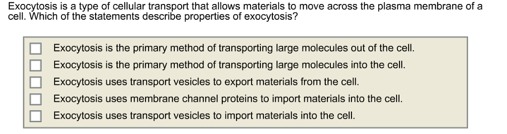 Solved Exocytosis is a type of cellular transport that | Chegg.com