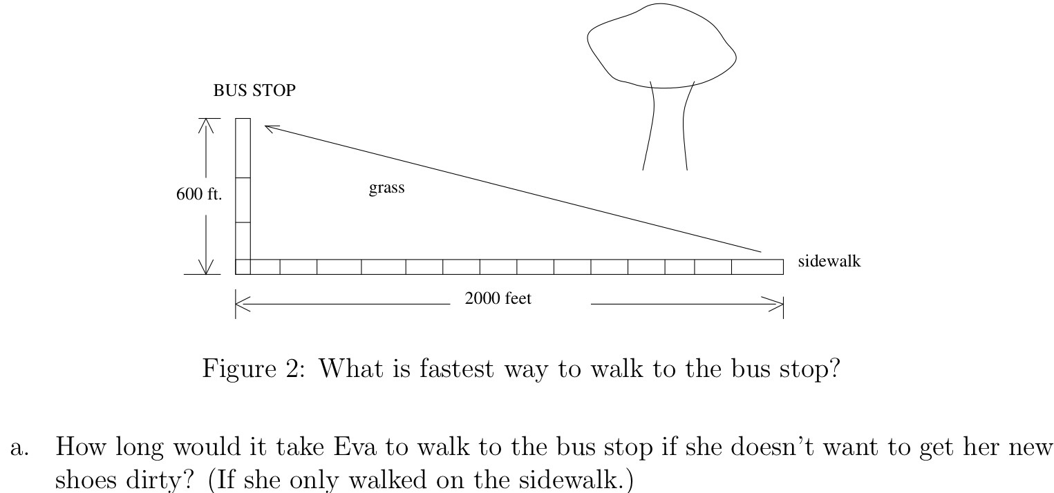 Solved A walk in the park? Eva wants to get to the bus stop | Chegg.com