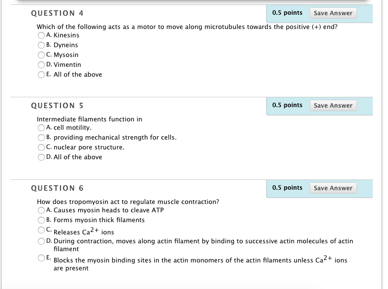 Question: Which of the following acts as a motor to move along microtubules towards the positive (+) end?  ...