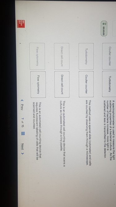 Question: Match the method of counting bacteria with the statement thatdescribe it.