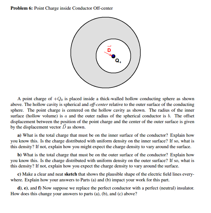 Solved: Point Charge Inside Conductor Off center A Point C Chegg com Solved: Point Charge Inside Conductor Off center A Point C Chegg com
