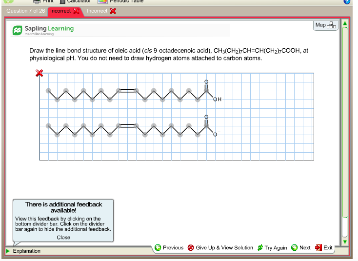 Solved Draw The Linebond Structure Of Oleic Acid (cis9...