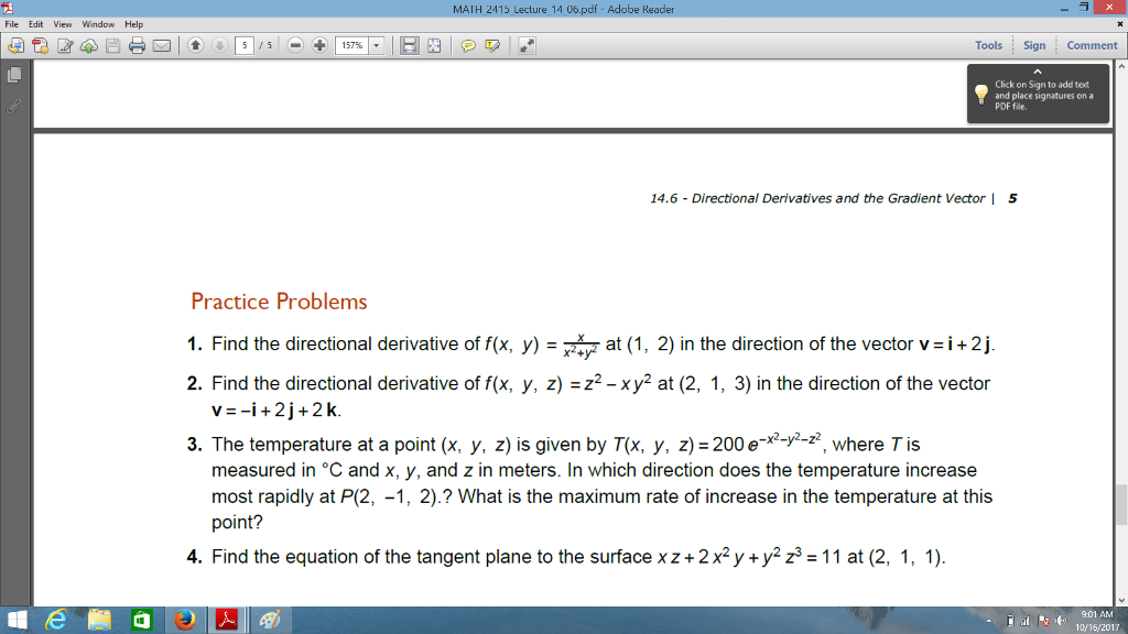 Question: MATH 2415 Lecture 14 06.pdf-Adobe Reader File Edit View Window Help 15756 | ▼ Tools Sign Comment ...
