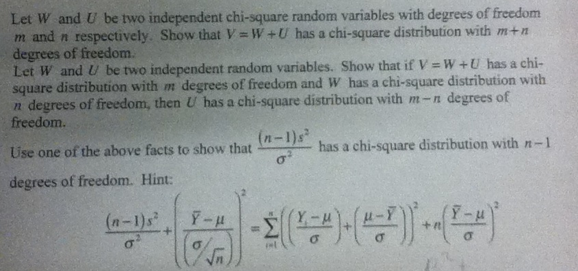 chi square distribution with n 1 degrees of freedom
