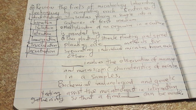 Question: Review the five's of  laboratory techniques by completing each sentence involves placing a sample...
