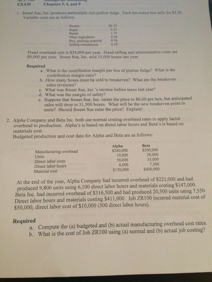 solved 1 sweet sue inc produces particularly rich pral chase bank hours christmas 2019