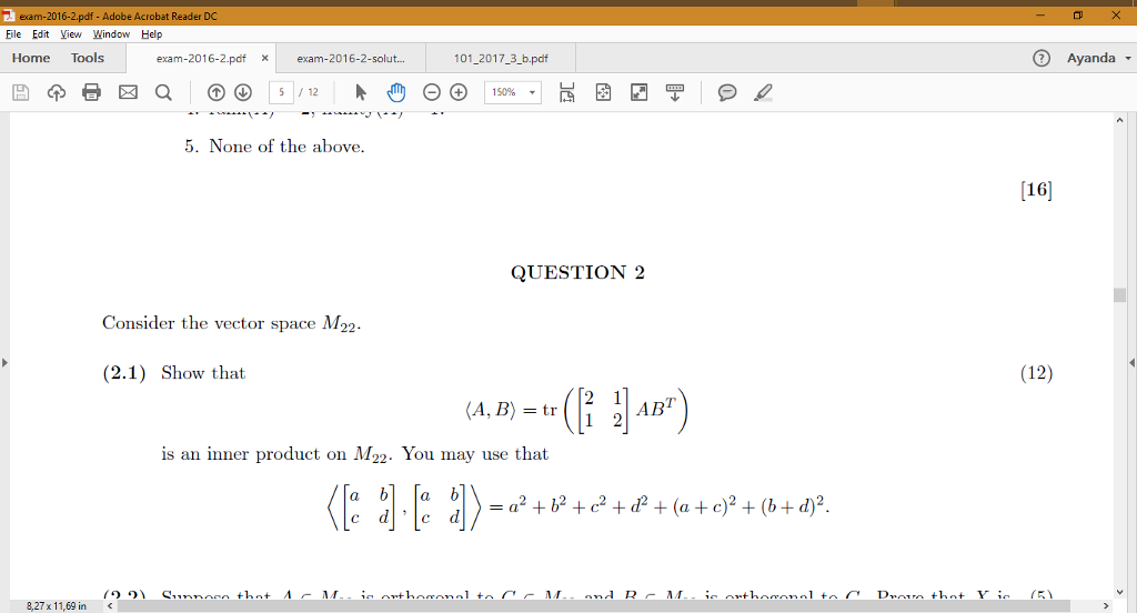 Question: 16-2 e Acrobat Reader File Edit View岦indow Help Home Tools exam-2016-2.pdf x exam-2016-2-solut.....