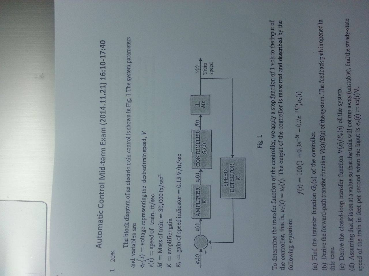The Block Diagram Of An Electric Train Control Is