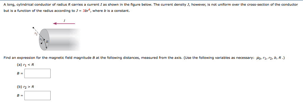 Solved A long, cylindrical conductor of radius R carries a | Chegg.com