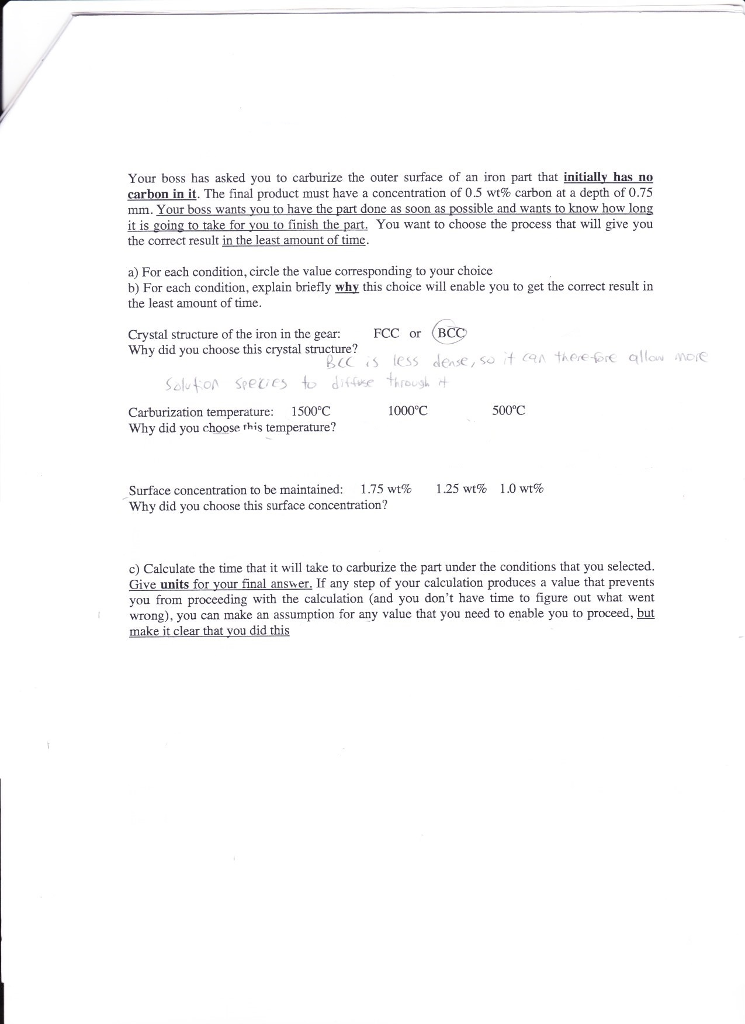 Question: I only know what crystal structure to use, everything else I donot know.
