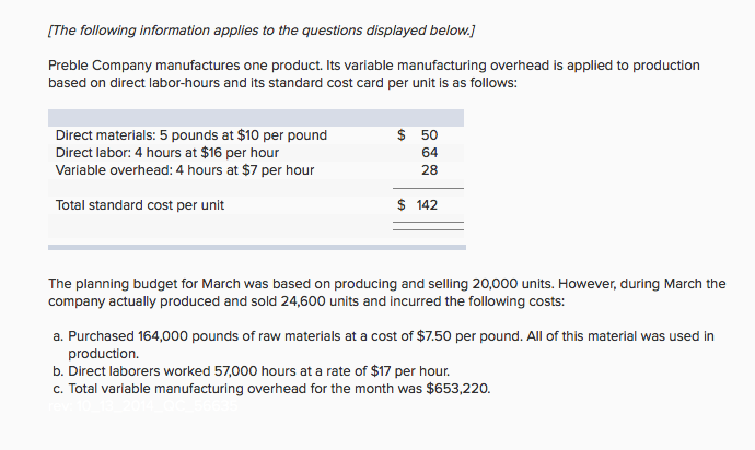 Solved The following information applies to the questions | Chegg.com