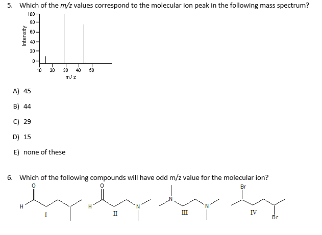 Solved Which Of The M z Values Correspond To The Molecula Chegg