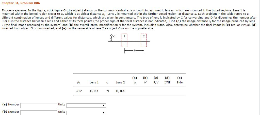 Question: Chapter 34, Problem 086 Two-lens systems. In the figure, stick figure O (the object) stands on th...