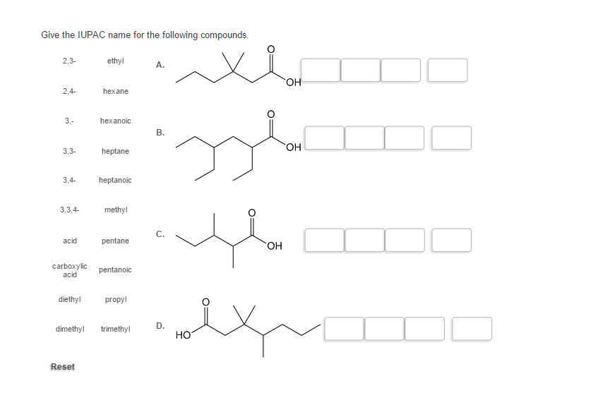 Solved Give the IUPAC name for the following compounds. 2, | Chegg.com