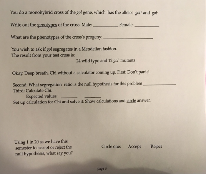 Question: You do a monohybrid cross of the golden gene, which has the alleles gol^+ and gol^-  Write out th...