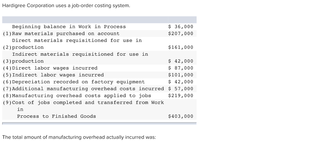 Solved Hardigree Corporation uses a job-order costing | Chegg.com