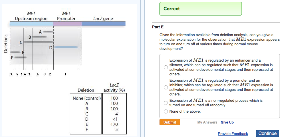 Question: Given the information available from deletion analysis, can you give a molecular explanation for ...