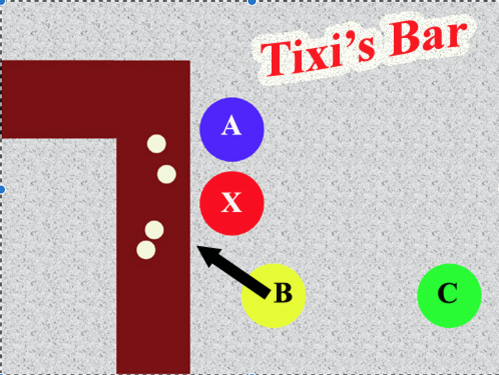 Question: Davie McTuff was enjoying a drink at "Tixi's" on Main Street,Anymajor City. It was a Saturday ev...