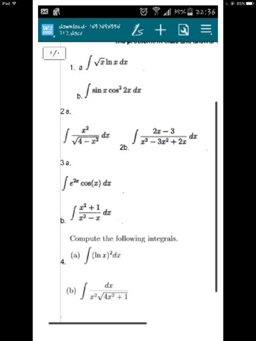 integral 2 x sin x square 1 dx