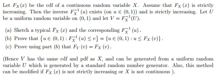 Let FX(x) be the cdf of a continuous random variable | Chegg.com