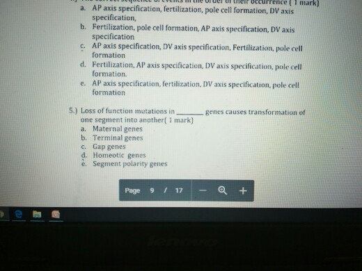 Question: (midsem)answer only question no.5._developmentalbiology.