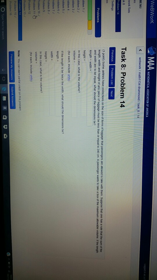 Question: WeBWorK MATHEMATICAL ASSOCIATION OF AMERICA gged in as MENU く | webwork / math1 134-drummond, ta...