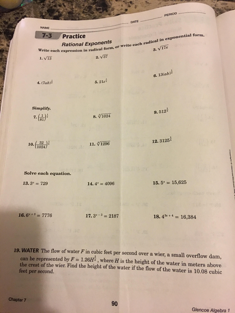 Write Each Expression In Radical Form Worksheet Answers
