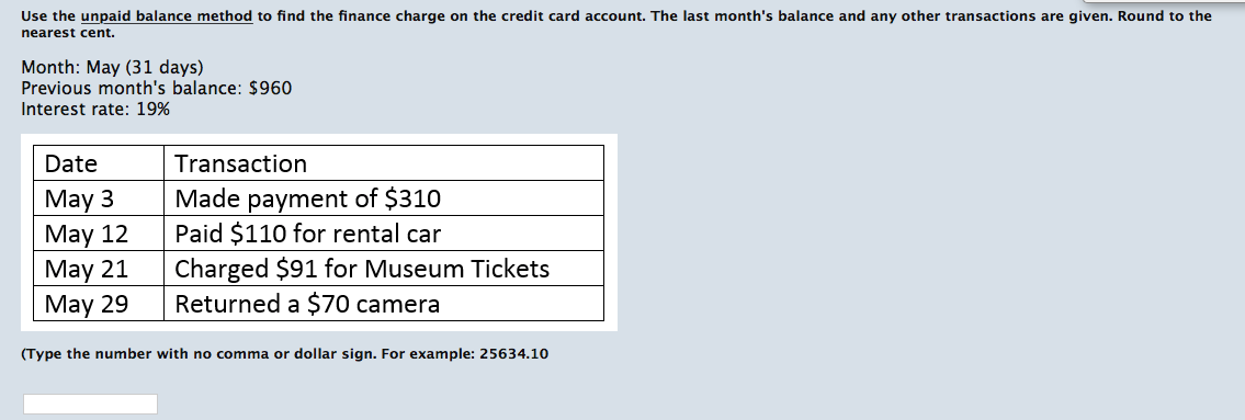 Solved Use The Unpaid Balance Method To Find The Finance Chegg