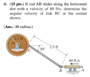 Solved 4. (15 pts.) If rod AB slides along the horizontal | Chegg.com I/f R/O/D