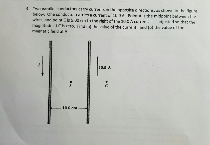 Solved Two Parallel Conductors Carry Currents In The Oppo