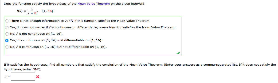 Solved Does The Function Satisfy The Hypotheses Of The Me Chegg