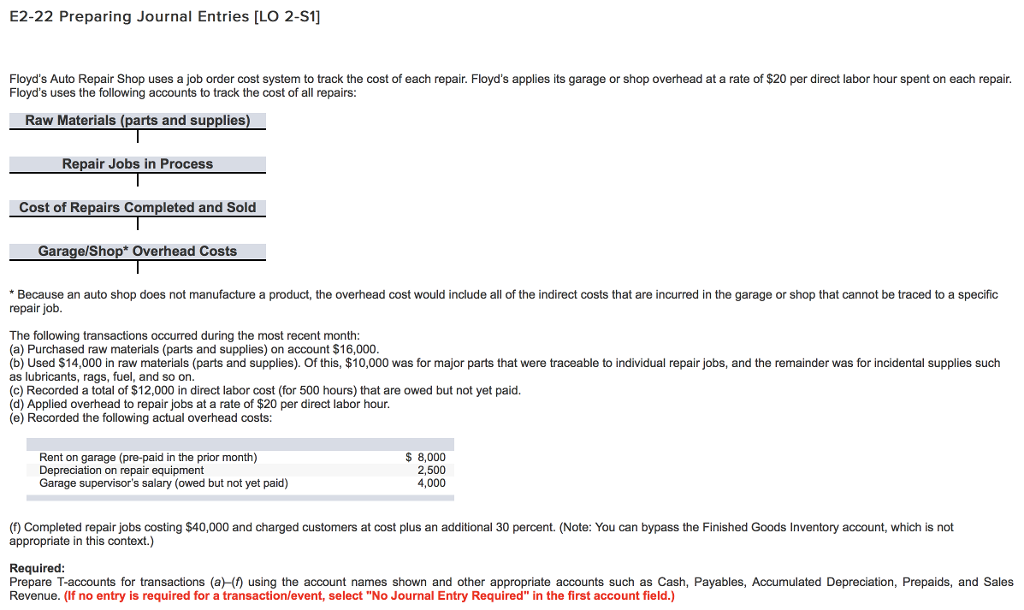 Solved E2-22 Preparing Journal Entries [LO 2-S1] Floyd&rsquo;s | Chegg.com