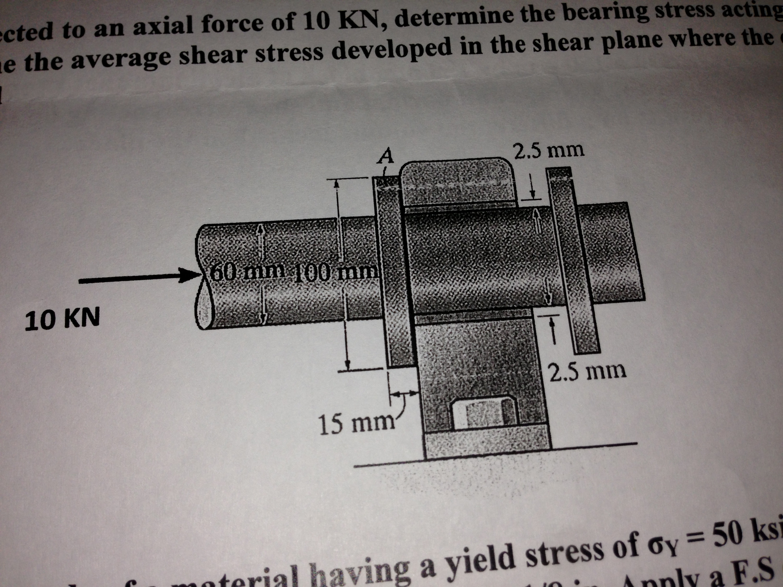 Solved If The Shaft Is Subjected To An Axial Force Of 10