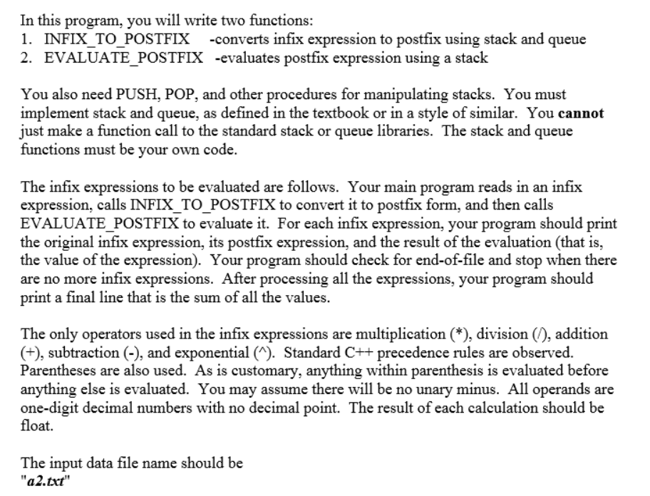 Postfix Stack