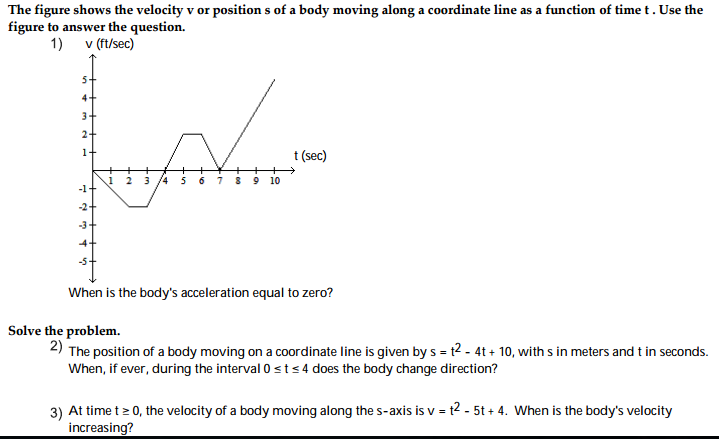 Solved The figure shows the velocity v or position s of a | Chegg.com