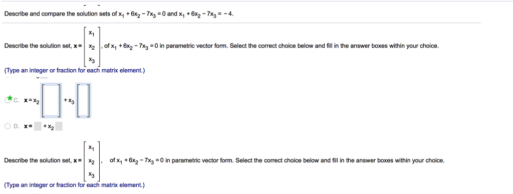 solved describe all solutions of ax o in parametric vect what is parametric vector form