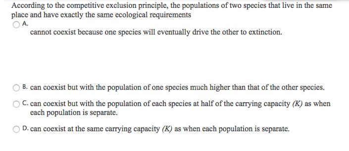 competitive exclusion principle definition biology
