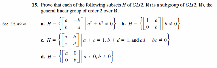 Solved Prove that each of the following subsets H of GL( 2 